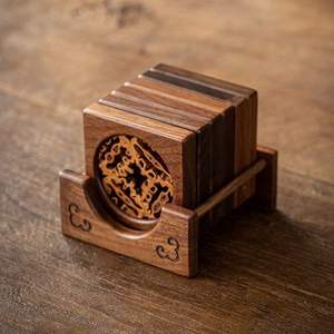 Sous-verre en bois de style rustique, parfait pour le café, le thé et les boissons froides, protection de table - Product Image 3