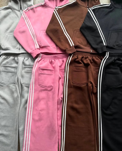 Sweat à capuche zippé et pantalon de survêtement décontracté pour homme, en molleton 100% coton de haute qualité, respirant, brodé, coupe oversize, collection automne - Product Image 3
