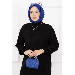 Conjunto Casual de Dos Piezas de Punto Acanalado, Top Halter con Cuello Pescador Negro y Estampado a Rayas, Corte Holgado para Primavera e Invierno - Product Image 2
