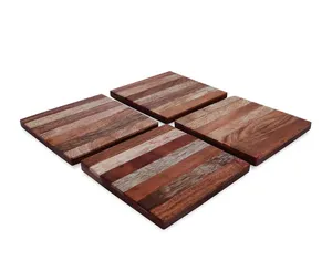 El posavasos de madera podría ser un título largo adecuado para el producto que se muestra en el. Parece ser un conjunto de cuatro posavasos de madera. - Product Image 6