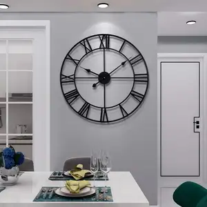 Horloge murale unique pour la maison Hôtel Restaurant Horloge murale de mariage grand décor à la maison couleur noire meilleure horloge murale design en métal