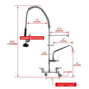 <span class=keywords><strong>Robinet</strong></span> commercial évier de cuisine mural <span class=keywords><strong>mitigeur</strong></span> de cuisine pré-rinçage <span class=keywords><strong>robinet</strong></span> commercial avec pulvérisateur - Product Image 2