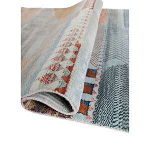 Tapis Manchaha bleu noué à la main en laine et soie de bambou, épaisseur 10 mm, motif rectangulaire pour couloir, modèle pour sol domestique Les-2892 - Product Image 2