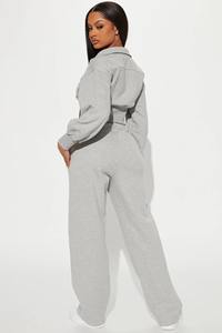 Oem Custom Logo Women's Thick Fleece Two Piece Set Women Clothing <b>Zip</b> up <b>Sweatshirt</b> Sweatpants Set Tracksuits Set - Product Image 4