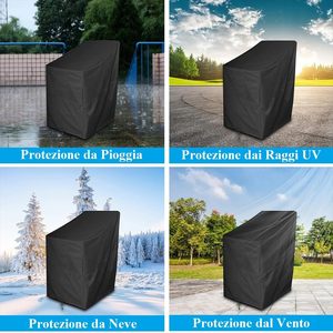 Copri sedia da giardino Oxford impermeabile 70x85x110 cm nero resistente UV e antipioggia per esterno protezione per mobili - Product Image 3