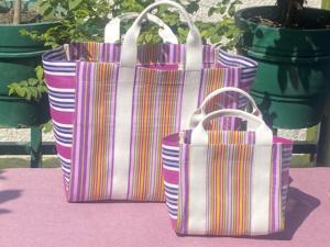 Custom Size Colour Striped Eco-Friendly Women's Tote Handbags Sustainable Recycled Nylon <b>Personalised</b> <b>Shopping</b> <b>Bags</b> Custom Logos - Product Image 3