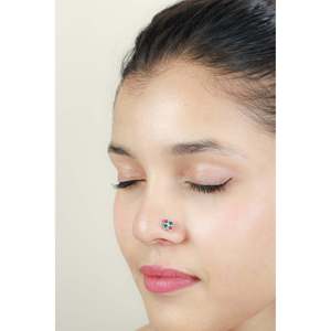 Pendiente Nasal de Plata 925 con Esmeralda y Rubí, Joyería Cultural Coleccionable - Product Image 3