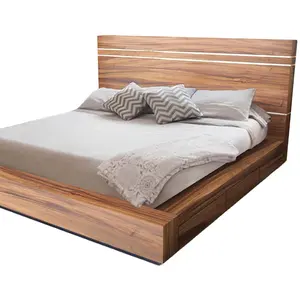 Direct from Indian Industries Saving Space Wooden Bed Frame Modern Double Bed Design Practical Double Bed With Storage