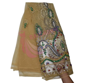 Nouvelle dentelle de tulle française africaine de luxe 2026, dentelle noire faite à la main, dentelle de voile perlée pour robes - Product Image 2