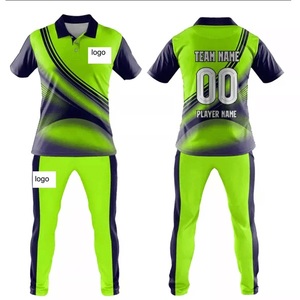 Custom Men's Cricket Jersey Set Heat-Transfer Printed Logos Breathable Moisture-Wicking UV Protection 100% Polyester OEM Service - Product Image 3