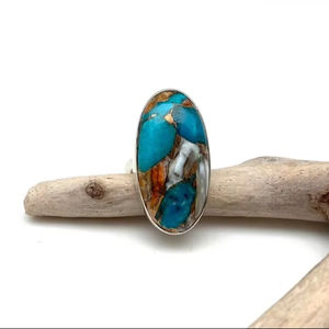 <b>Boho</b> Style Classical <b>Ring</b> Jewelry For Women <b>Silver</b> Jewelry 925 Sterling <b>Silver</b> Turquoise Gemstone Handmade <b>Ring</b> Gift For Love - Product Image 1