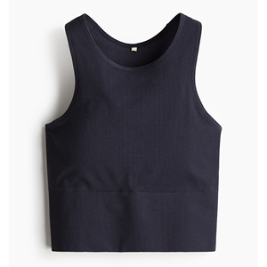 100% Polyester Ribbed Navy <b>Blue</b> Color Comfortable Soft Elastic Hem <b>Sports</b> <b>Bras</b> For Women's Adjustable <b>Sports</b> Fitness <b>Sports</b> <b>Bras</b> - Product Image 1