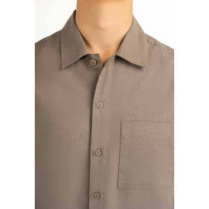 Camisa de Popelina para Hombre, Corte Regular, MN-WCOD-SS26-003, 72% Algodón, 28% Lino, Casual, Verano, con Cordón Elástico, Cómoda y Elegante - Product Image 1