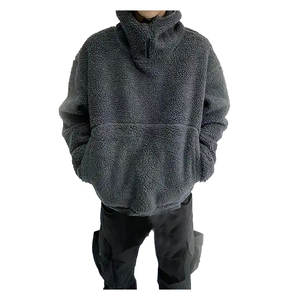 Vente en gros de sweat à capuche en polaire Sherpa pour hommes personnalisable brodé en coton teint uni mélangé fabriqué au Pakistan pour l'hiver - Product Image 4