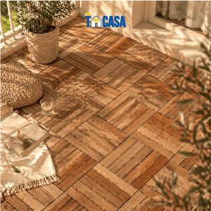 Outdoor <b>Interlocking</b> Wooden Deck <b>Tiles</b> – Natural Wood | 30x30cm Modular <b>Flooring</b> - Product Image 5