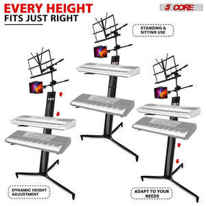 5 Core Keyboard Stand 2 Tier Column for 61/76/88 Key board Heavy Duty Aluminum Build Stands - Product Image 2