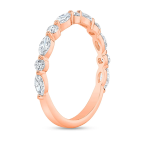 10k Gold Lab Grown Marquise Round Cut Diamond Band Bague de mariage et de fiançailles pour cadeau de bijoux d'amour - Product Image 5