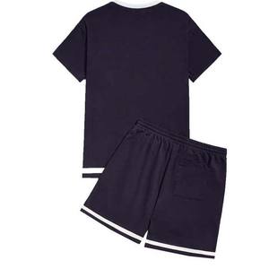 Camiseta lisa con estampado de letras para hombre, conjunto de pantalones cortos deportivos con cordón en la cintura, chándal informal de verano para hombre, conjuntos de moda de 2 piezas - Product Image 2