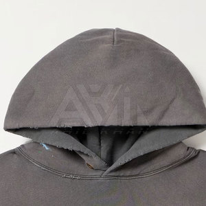 Sudaderas con Capucha de Invierno, Estilo Desgastado, con Logotipo Personalizado, Ropa Casual, Dobladillo sin Rematar, Felpa Ecológica para Hombre 2025 - Product Image 4