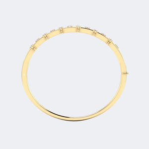 Brazalete de Doble Hilera con Diamantes Redondos de 0.876CTW, Oro de 14k, Diamantes Cultivados en Laboratorio, Color D, Claridad VVS, Engaste de Garras, Joyería de Lujo para Mujer - Product Image 6