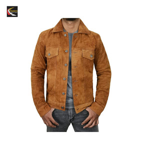 Veste en cuir suédé marron de qualité supérieure pour hommes, vente en gros à bas prix, production en vrac - Product Image 5