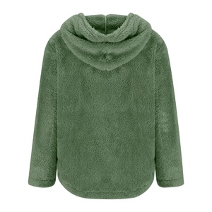 Veste d'hiver en polaire Sherpa des fabricants personnalisés OEM pour femmes col zippé à capuche avec poches en fourrure et tissu canvas incluses - Product Image 2