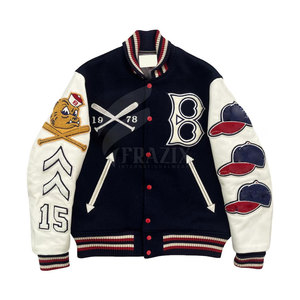 Blousons Letterman en Cuir Slim pour Hommes, Col Montant, Qualité Supérieure, Personnalisables, Collection Hiver 2024, Faible MOQ, Vente en Gros - Product Image 1
