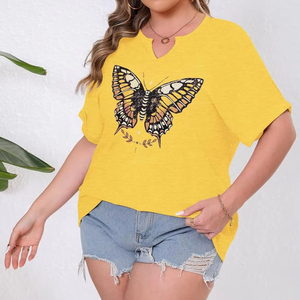 Camiseta Casual para Mujer de Talla Grande, Ligera, Cuello en V, Corte Holgado, Transpirable, Secado Rápido, Tela Suave, Silueta Relajada, Fácil de Usar - Product Image 1