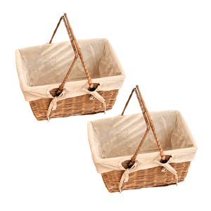 PANIER DE RANGEMENT DE PANIER DE FRUITS Poignées robustes pour charges lourdes Panier en osier avec poignées pour fleurs, fruits, cueillette de légumes - Product Image 1