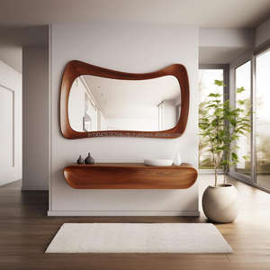 Miroir mural ovale en bois Art Déco fait main KALATRI, écologique, léger, bord poli, décoration élégante pour la maison et l'hôtel - Product Image 5