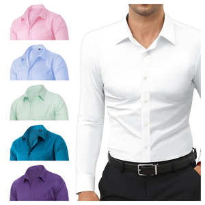 Camisa Casual Entallada para Hombre, Nueva Colección de Primavera, 100% Algodón Satinado, Ecológica, Antiarrugas, de Secado Rápido, con un Solo Botón, Color Sólido - Product Image 1