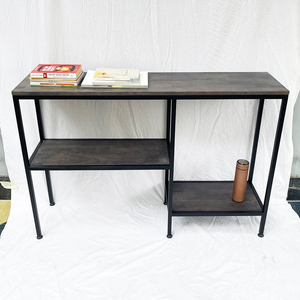 Minimalist 3-Tier <b>Console</b> <b>Table</b> in Unique Brown Wood Finish for Entry Villa Living Room Hotel Bedroom CST012 - Product Image 6