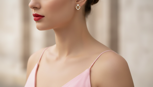 Boucles d'oreilles clous romantiques en or 14 carats et diamants naturels, double cœur, pour femmes - Product Image 6