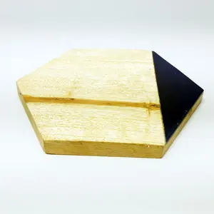 Forma esagonale resina intarsio in legno sottobicchiere fatto a mano colore naturale tè sottobicchieri acqua di vetro sottobicchieri migliori per la casa e l'hotel