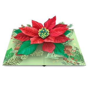Carte de vœux 3D Pop avec fleur de poinsettia toutes occasions mariage noël fête des mères fête des pères papier fait - Product Image 3