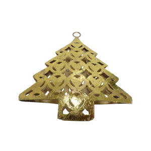 Le plus récent ensemble décoratif de 2 arbres suspendus en métal pour la maison et la décoration de Noël couleur or personnalisé à la main - Product Image 1