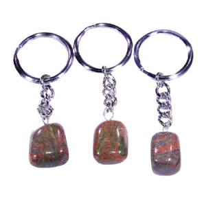 LLavero de cuarzo con piedra natural de unakita, piedra natural sin procesar, curativa envuelta en gema dorada, cristal curativo, venta al por mayor - Product Image 2