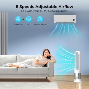 Ventilador de Torre sin Aspas con Protección Térmica, Motor de CC de Ahorro de Energía, Ventilador de Circulación Silencioso y Delgado con 8 Niveles de Ajuste de Flujo de Aire - Product Image 4