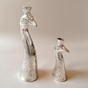 Lot de 2 bougeoirs métalliques en aluminium design oiseau - Product Image 1