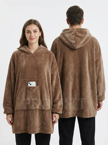 Sweat à capuche en polaire surdimensionné de qualité supérieure, vente en gros, poche avant, confortable, épaules tombantes, logo brodé personnalisé, sweat à capuche unisexe - Product Image 4