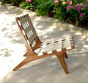 Sillón de cuero tejido, sillín blanco Oliva, silla de ocio tejida de cuero, madera maciza para patas de sala de estar, estudio o balcón - Product Image 4