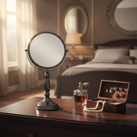 Miroir cosmétique rotatif à 360 degrés avec grossissement double face sans éclairage pour salle de maquillage et salle de bain