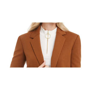 Blazer da Donna Calvin Klein Marrone Tinta Unita con Apertura Frontale, Ricamato, Manica Tre Quarti in Maglia, Taglia 10 - Product Image 2