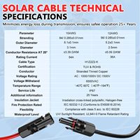 Cable Solar Flexible de Cobre XLPO Trenzado de 15m (50FT) 10AWG, Cable de Alimentación de Gran Tamaño para Panel Solar con Conectores Hembra y Macho