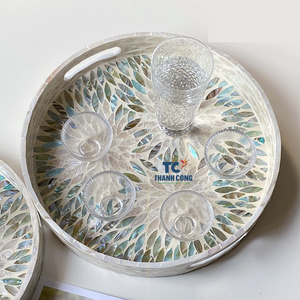 Plateaux ronds de luxe en nacre, plateaux de Table Gor, plateau de service décoratif haut de gamme pour la maison - Product Image 6