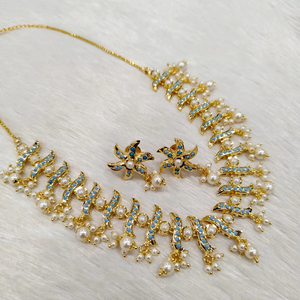 Collier AD traditionnel en laiton éblouissant boucles d'oreilles ensemble de bijoux de style classique combiné pour les mariages et les occasions spéciales des femmes - Product Image 1