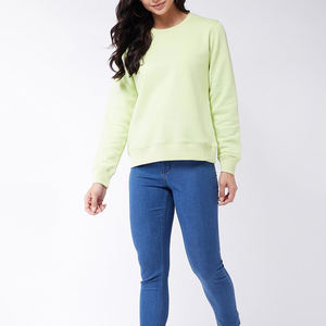 สเวตเตอร์คอกลมสำหรับผู้หญิงเสื้อสเวตเตอร์คอกลมสไตล์ใหม่เสื้อสเวตเตอร์ผ้าคอตตอนแฟชั่นสไตล์100% แบบเรียบ - Product Image 3