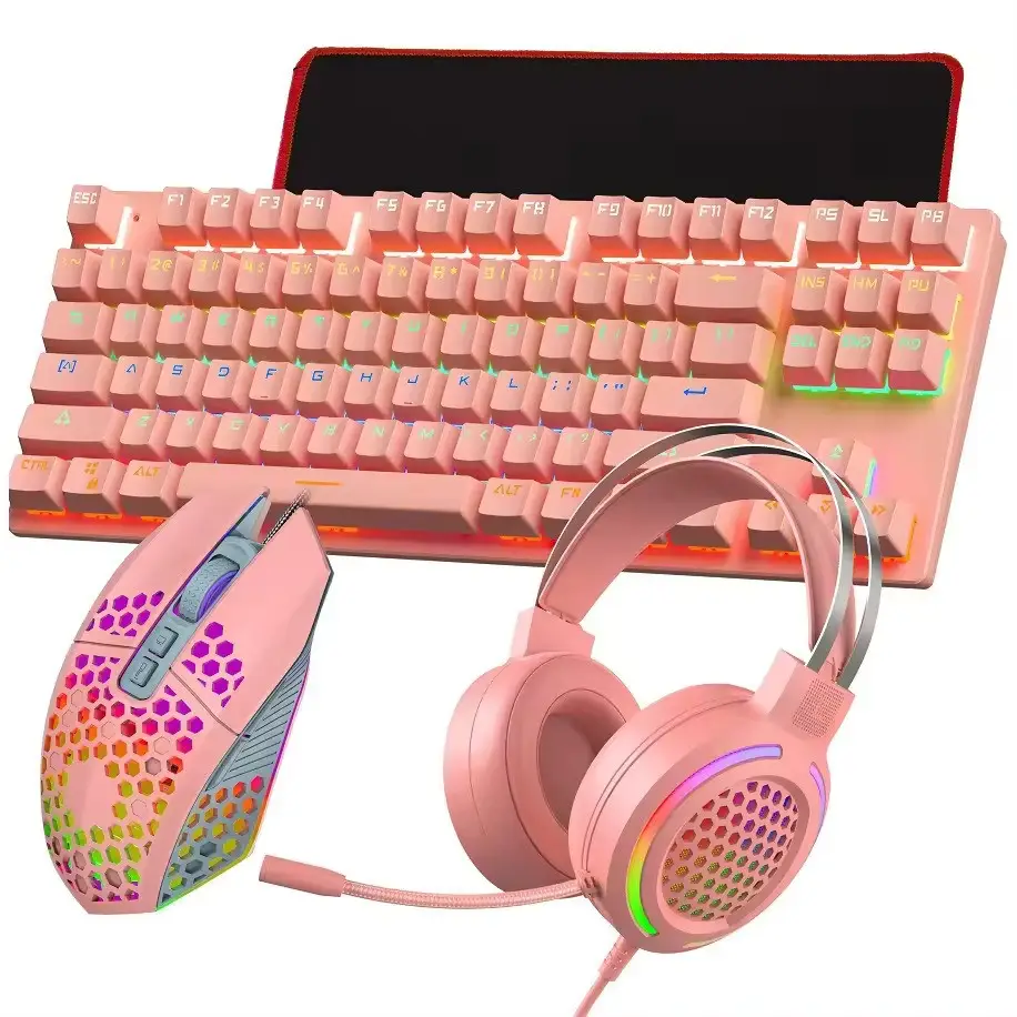 Best Verkopende Rgb Neon Licht Veranderende Toetsenbord 104 Toetsen Pc Bedrade Usb Mechanische Gaming Toetsenborden Computer Accessoires