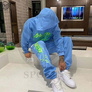 Ensemble sweat à capuche et jogging marron unisexe imprimé en 3D personnalisé Streetwear surdimensionné en coton épais pour hommes pour l'hiver - Product Image 3