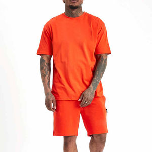 2025 Acid Wash 100%Cotton Drop Shoulder T-<b>Shirt</b> and Shorts Custom Logo Twin Set Tracksuit For Men's Workout - Product Image 4